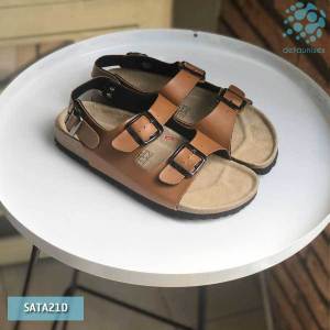 Giày sandal đế trấu 2 khóa màu nâu